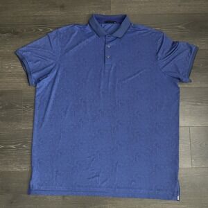 Greyson Golf Polo Blue Purple‎ Wolf All Over Print Mens 2XL Performance Stretch